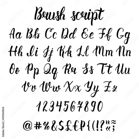Handwritten Latin Calligraphy Brush Script With Numbers And Symbols