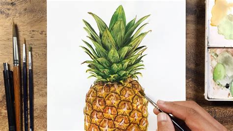Painting a Realistic Pineapple in Watercolor - YouTube