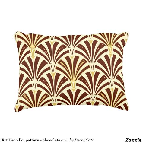 Art Deco Fan Pattern Chocolate On Cream Accent Pillow Zazzle Art