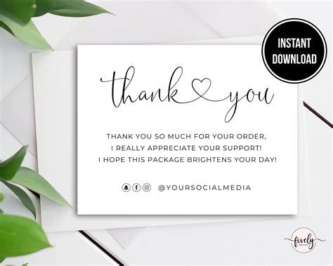 Greeting Cards Thank You Cards Etsy Insert Note Customer Packaging Card