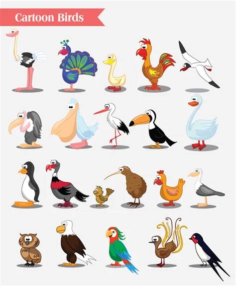 Set Of Cartoon Birds Stock Vector Image By ©virinaflora 98881642