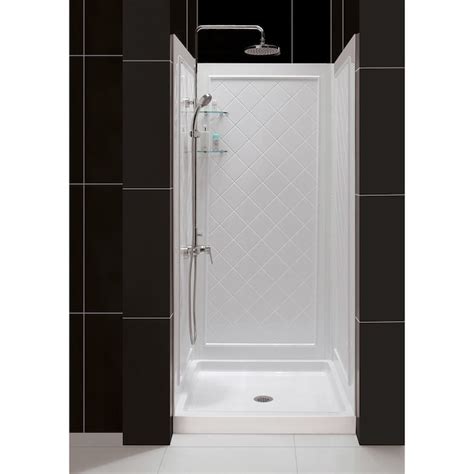 Dreamline Qwall 5 White 2 Piece 36 In X 36 In X 77 In Alcove Shower Kit