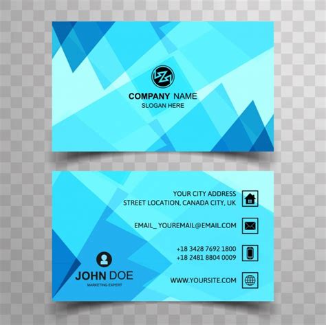 Free Vector Modern Business Card With Blue Polygonal Shapes