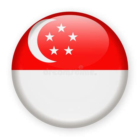 Ícone Redondo Do Vetor Da Bandeira De Singapura Ilustração Stock