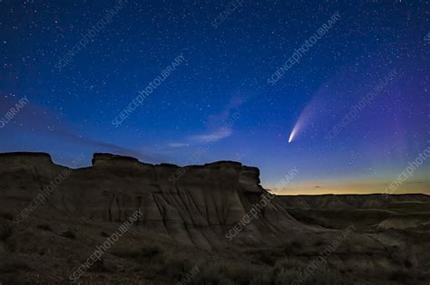 Comet Neowise Over Dinosaur Park Alberta Canada Stock Image C049