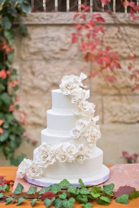 White Roses Wedding Cake