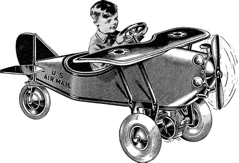 Vintage Toy Airplane Image - Pedal Car! - The Graphics Fairy