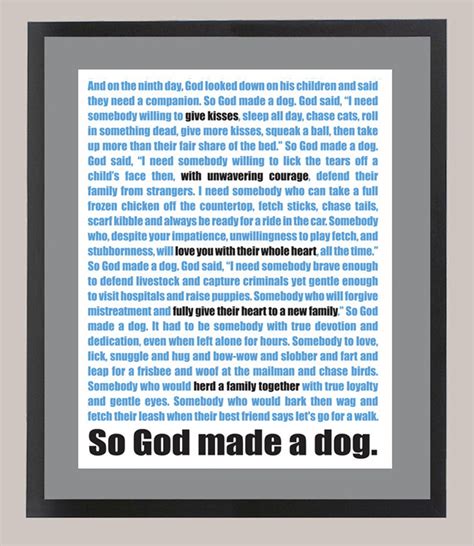 So God Made A Dog Quote Paul Harvey Parody 11 X 14 Inspiration Print Etsy