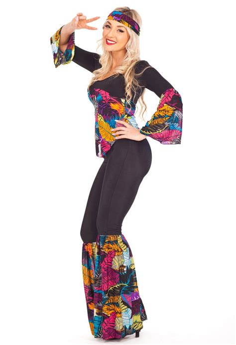 Ladies 60s 70s Retro Hippie Go Go Girl Disco Costume Hens Party Fancy Dress