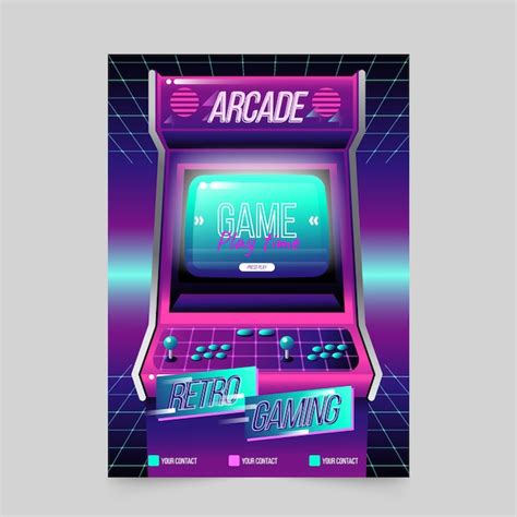 Free Vector Arcade Retro Games Poster Template