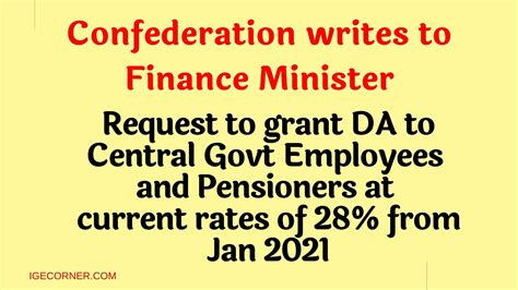 Grant DA To Central Government Employees And Pensioners At Current Rates Of Confederation