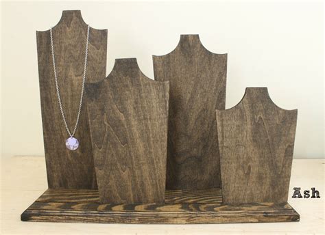 Wood Necklace Displays Set Of 4 With Base Wood Jewelry Displays