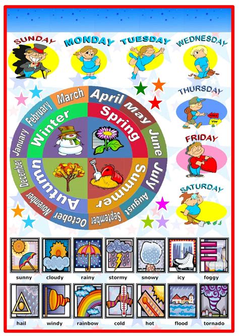 Vocabulary Days Months Seasons Weather Free Time Activities