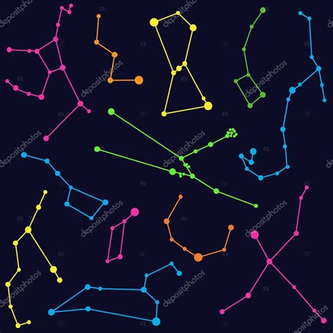 Astronomy Illustration Of Colored Constellations — Stock Vector