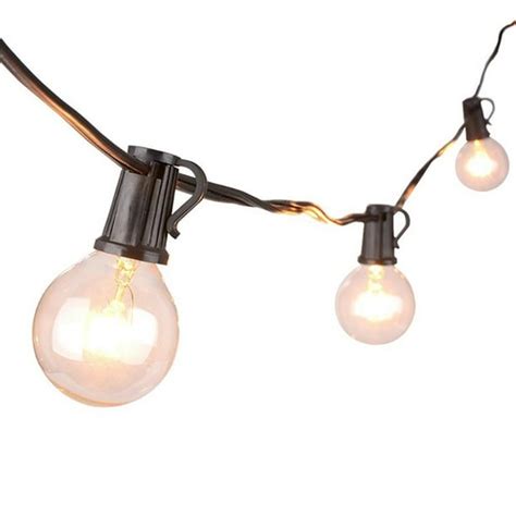 Oxyled Outdoor Patio String Light Set G40 Clear Globe Bulbs 25 Ft