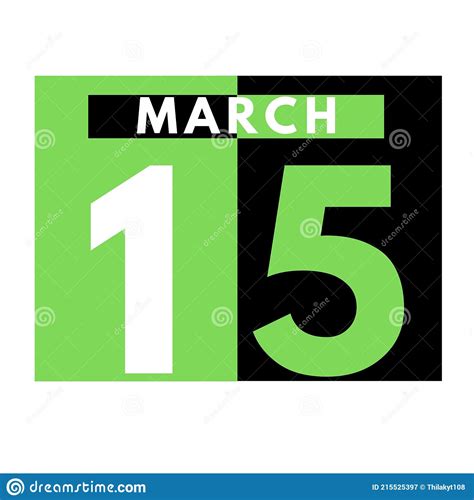 March 15 Flat Daily Calendar Icon Date Day Month Stock