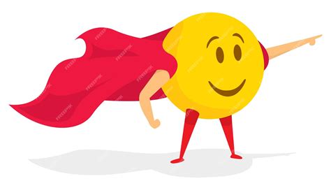 Premium Vector Smile Emoji Super Hero With Cape