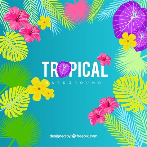 Free Vector Colorful Tropical Background With Flat Design