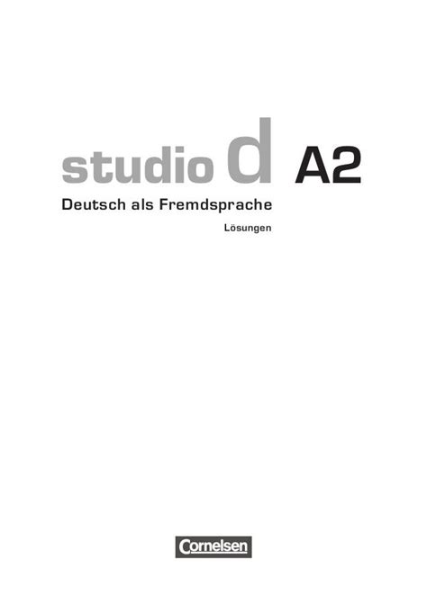 Studio D A2 Losungen Deutsch Als Fremdsprache Fremdsprache Sprache