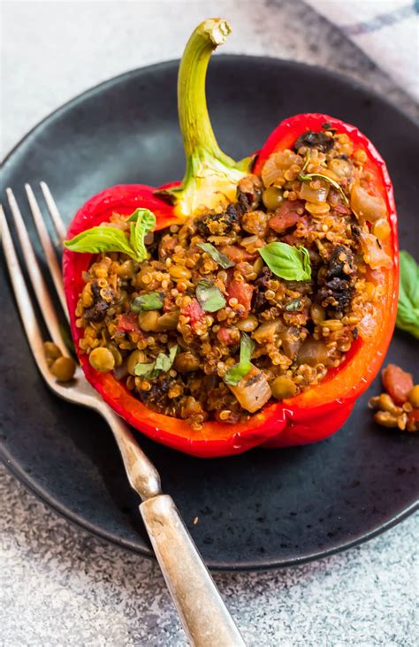 Vegan Stuffed Peppers With Quinoa Easy High Protein