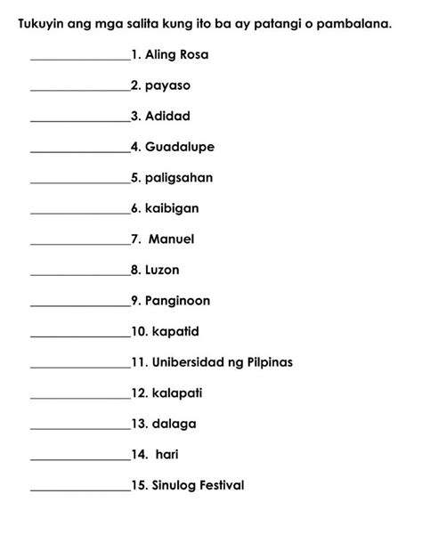 Pantangi At Pambalana C Worksheet Paragraph Writing Worksheets