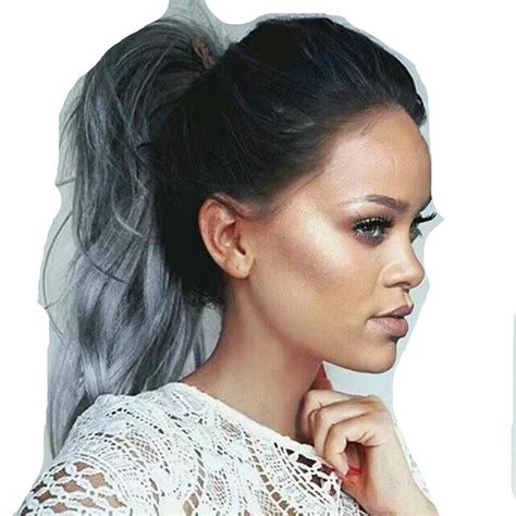 Silver Grey Ponytails One Piece Binding Ponytail Hairpiece Clip In