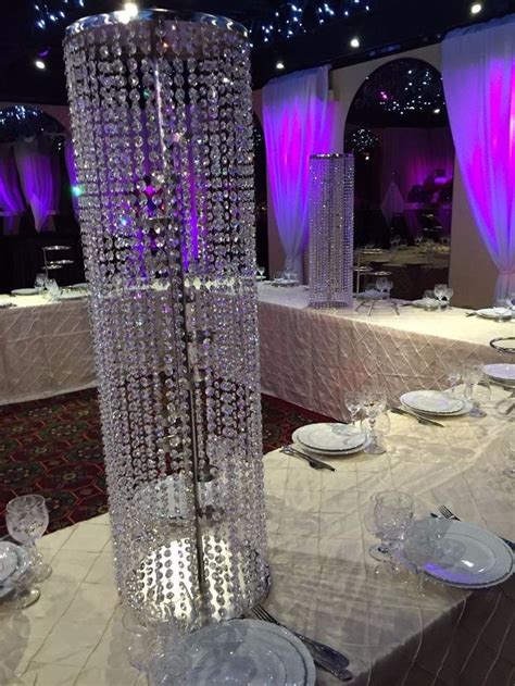 Crystal Wedding Centerpiece Crystal Beaded For Candle Tall Pillar
