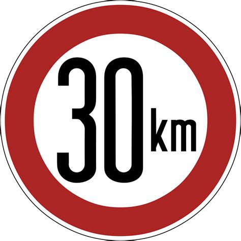 Free Vector Graphic Speed Limit Sign 30 Km Free Image On Pixabay
