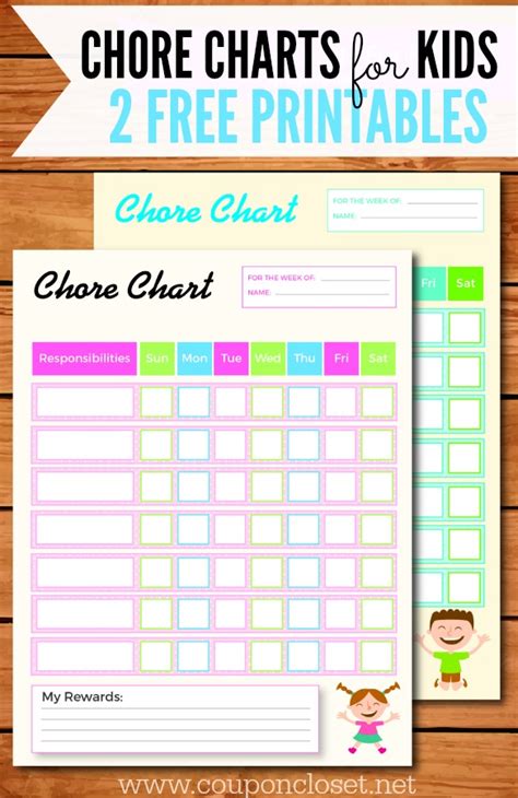 Free Printable Chore Charts For Kids Coupon Closet