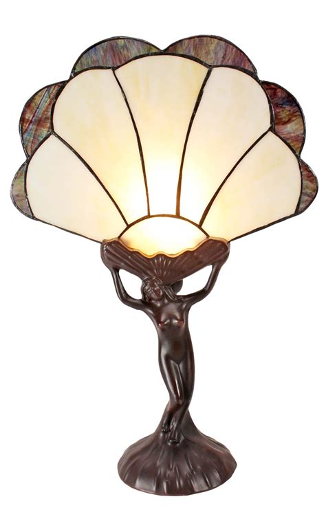 Art Deco Lady Figurines Tiffany Stained Glass Accent Lamp Joanne Tiffany
