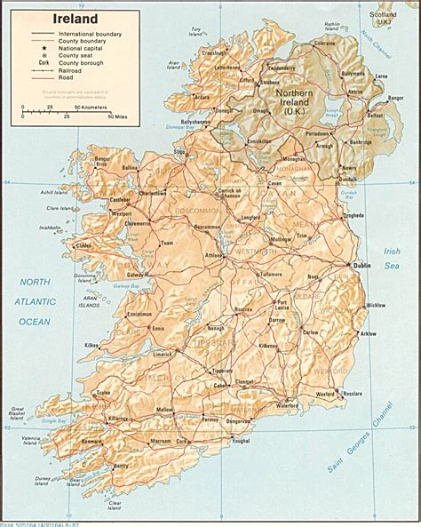 Large Detailed Relief And Political Map Of Ireland With Roads And
