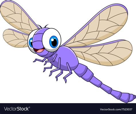 Cartoon Funny Dragonfly Isolated Royalty Free Vector Image