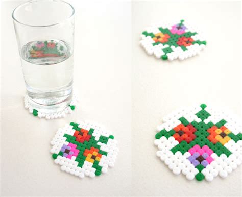 Pixel Coasters Fuse Beads Perler Beads Designs Diy Perler Beads