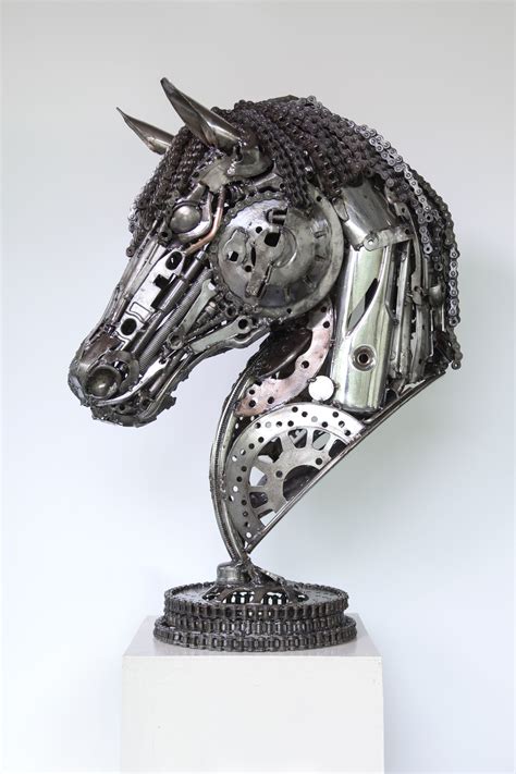 Recycled Scrap Metal Art Sculpture Horse Head Scrap Metal Art Metal