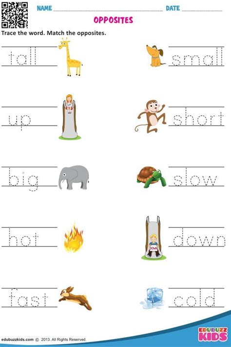 * classroom posters, matching exercises and flashcards * esl printable english worksheets for kids, teachers and everyone who wants to learn english. English Opposite Words worksheets Kindergarten | English ...