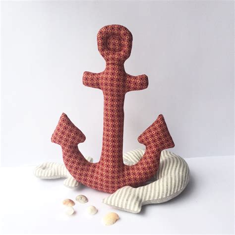 Stuffed Anchor Toy Plush Anchor Pillow In Nautical Style Red