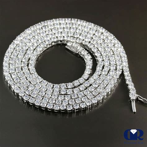 Mens 5 Mm 2650 Carat Diamond Tennis Chain Necklace 14k White Gold 24
