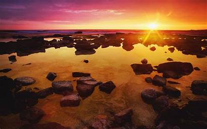 Rocks Water Sunset Wallpapers