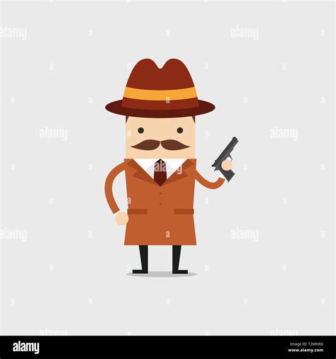 The Detective Holds A Gun In His Hand Police Detective And Inspector