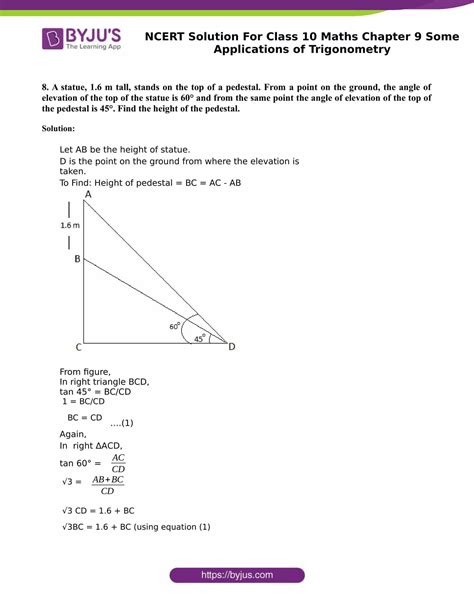Ncert Solutions For Class 10 Maths Exercise 91 Chapter 9 Some