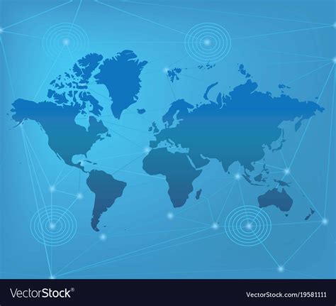 World Map On Blue Background Royalty Free Vector Image