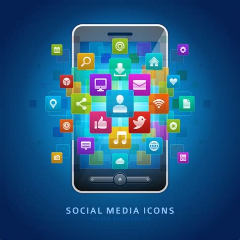Premium Vector Social Media Icons And Mobile Smartphone