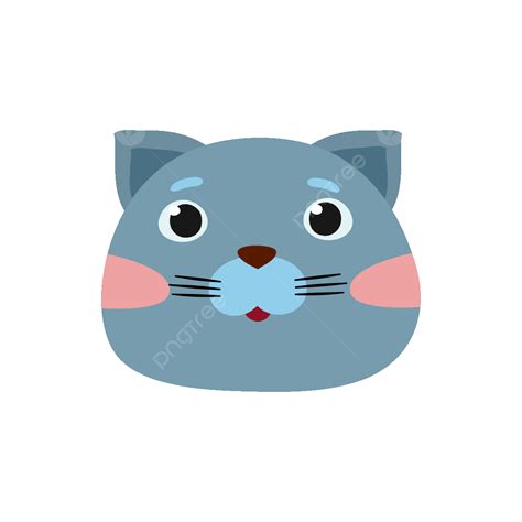 Cats Heads Cute Funny Domestic Animals Colored Happy Faces Expressive