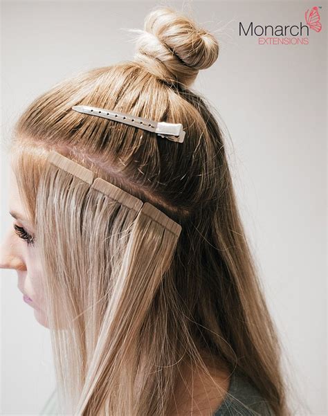 How To Place Tape Hair Extensions When Creating A Top Knot Bun Or Updo