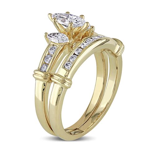 Ct T W Marquise Diamond Three Stone Bridal Set In K Gold