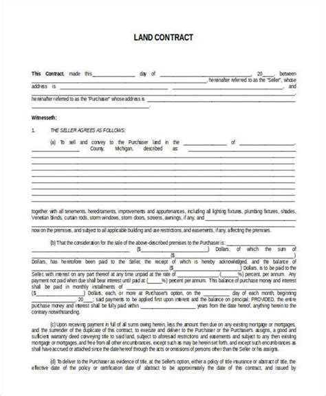 Free 8 Land Contract Forms In Pdf Ms Word