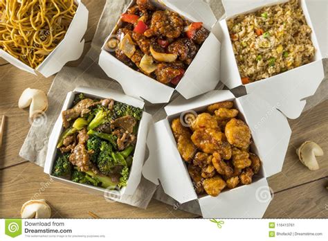 The tasteful and original blend. Spicy Chinese Take Out Food Stock Image - Image of ...