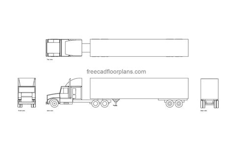 Semi Truck Autocad Block Free Cad Floor Plans