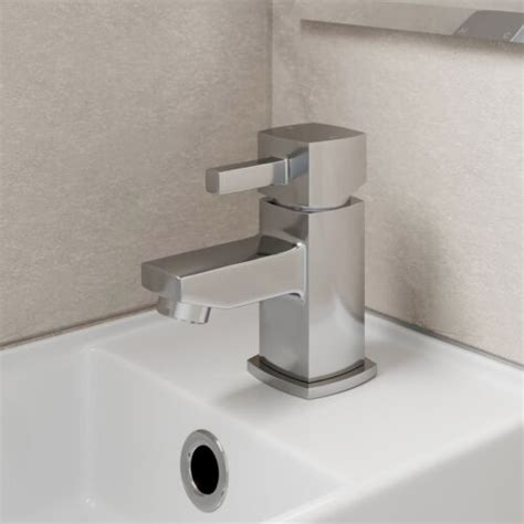 Modern Chrome Square Bathroom Tap Mono Mini Basin Mixer Bath Filler