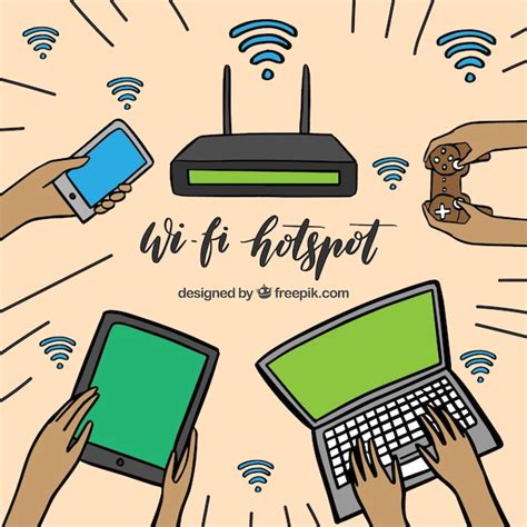 Fondo Wifi Con Variedad De Dispositivos Electrónicos Dibujados A Mano